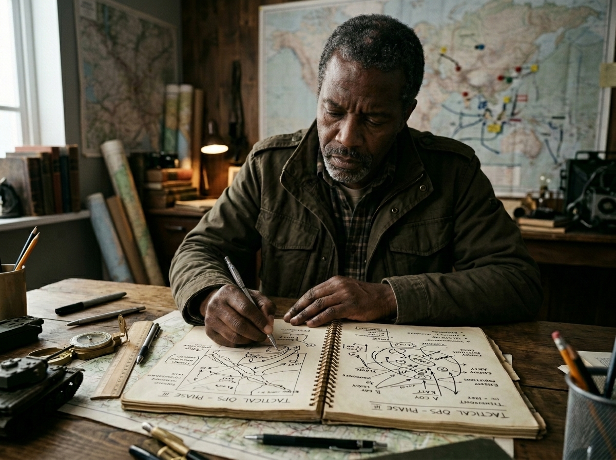 man wrting an tactical plan