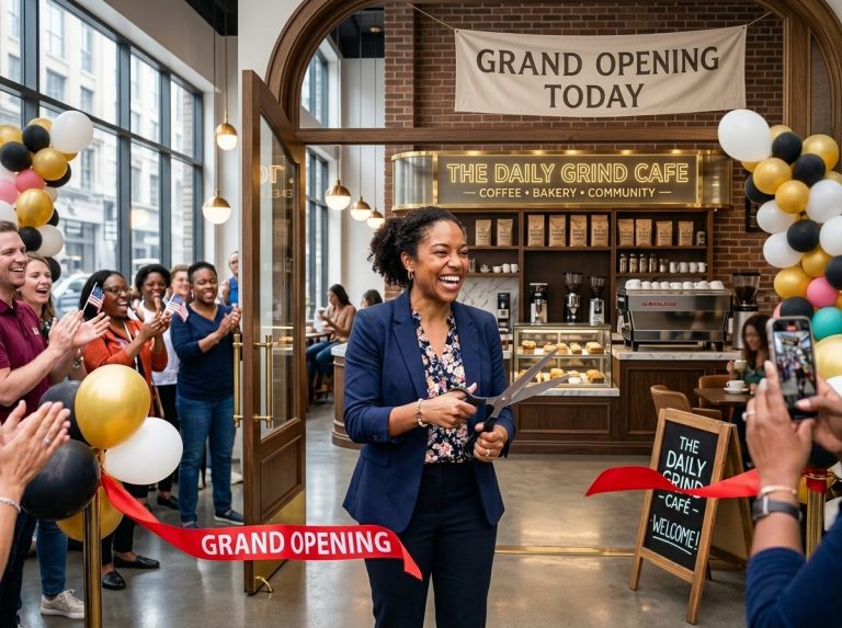 black woman celebrating the open of your store