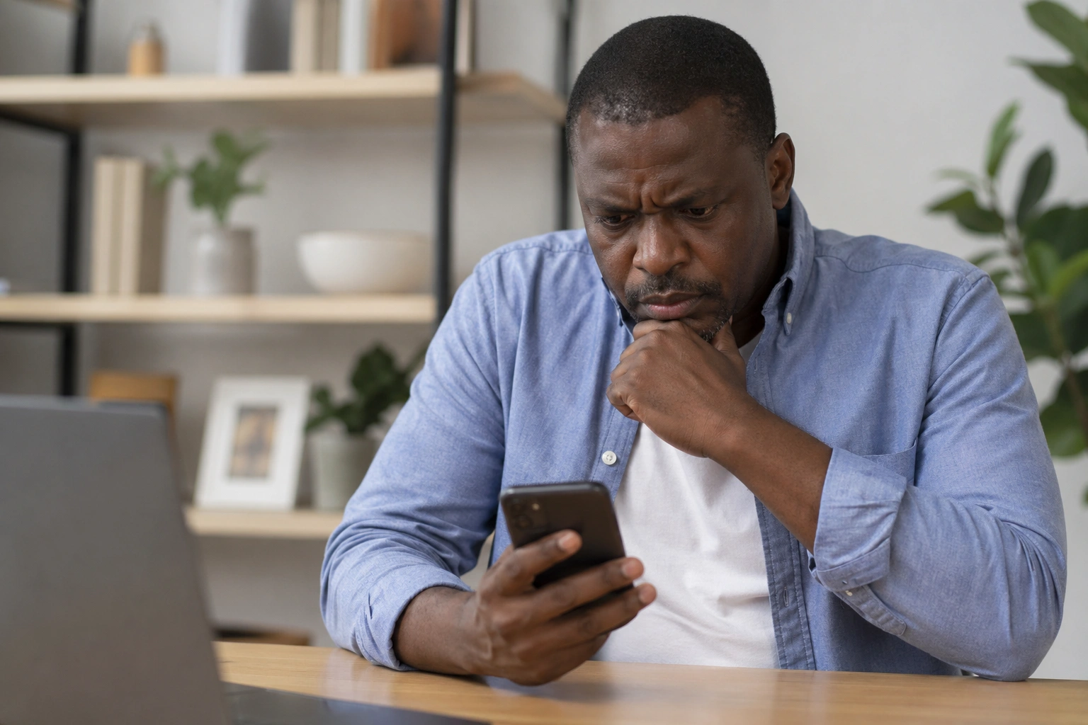 Fake loan apps at phone of the man